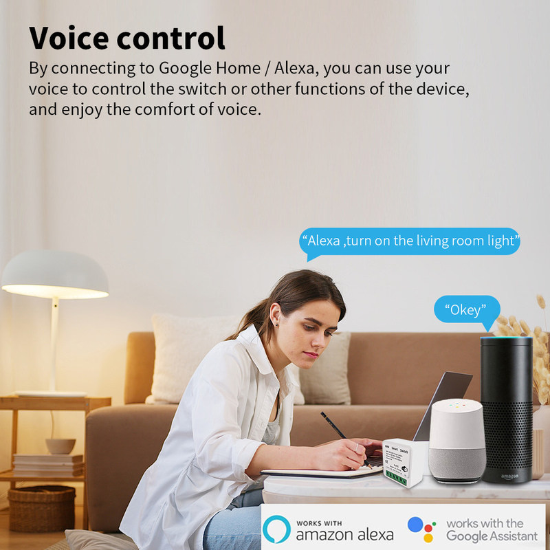 Tuya Alexa Timer Smart Switch 10A Модуль ретрансляции Работа Удаленный умный переключатель поддержка Google Alexa голосовое управление легкая установка