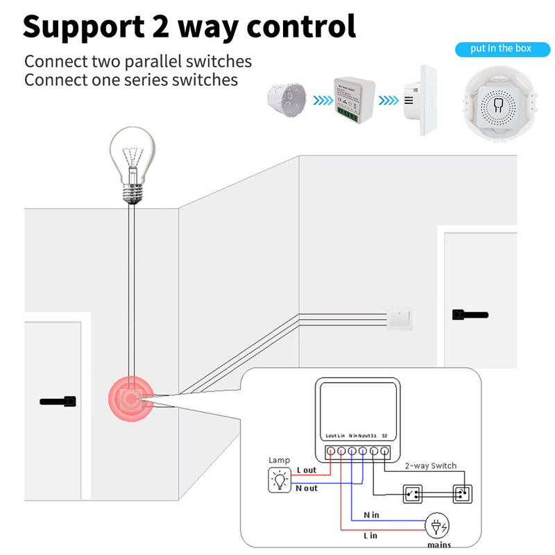 Tuya Alexa Timer Smart Switch 10A Модуль ретрансляции Работа Удаленный умный переключатель поддержка Google Alexa голосовое управление легкая установка