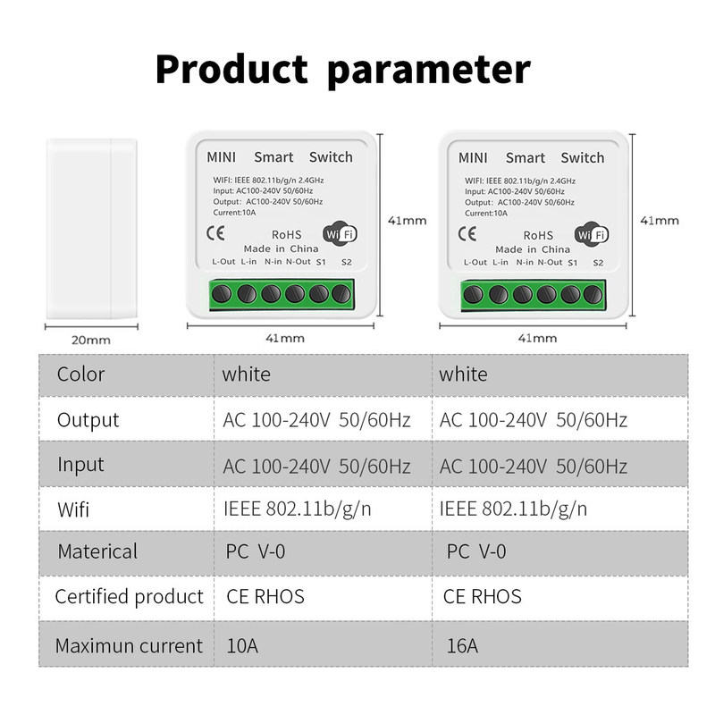 Tuya Alexa Timer Smart Switch 10A Модуль ретрансляции Работа Удаленный умный переключатель поддержка Google Alexa голосовое управление легкая установка