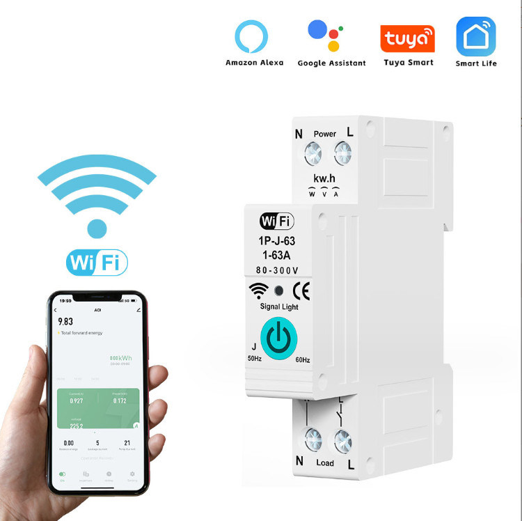 Tuya WiFi Smart Circuit Breaker Switch Single Phase Metering Over Current Remote Mobile Control Timer многофункциональный таймер для дистанционного управления мобильными устройствами