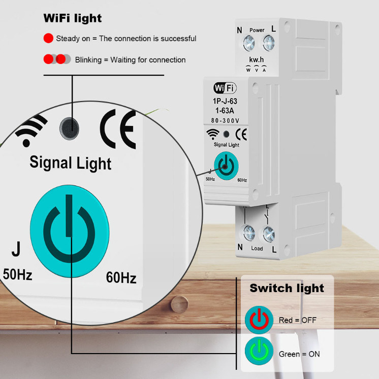 Tuya WiFi Smart Circuit Breaker Switch Single Phase Metering Over Current Remote Mobile Control Timer многофункциональный таймер для дистанционного управления мобильными устройствами