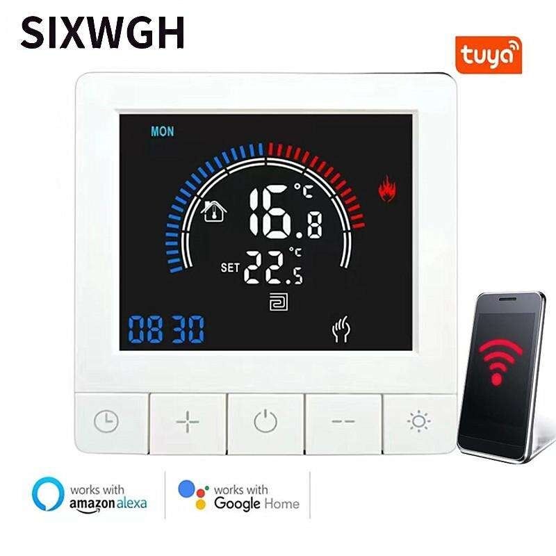 SIXWGH Tuya Умный термостат Wi-Fi Управление через приложение OLED-дисплей Дизайн с ползунком Голосовое управление 7-дневное расписание Нагрузка 16А Работает дома