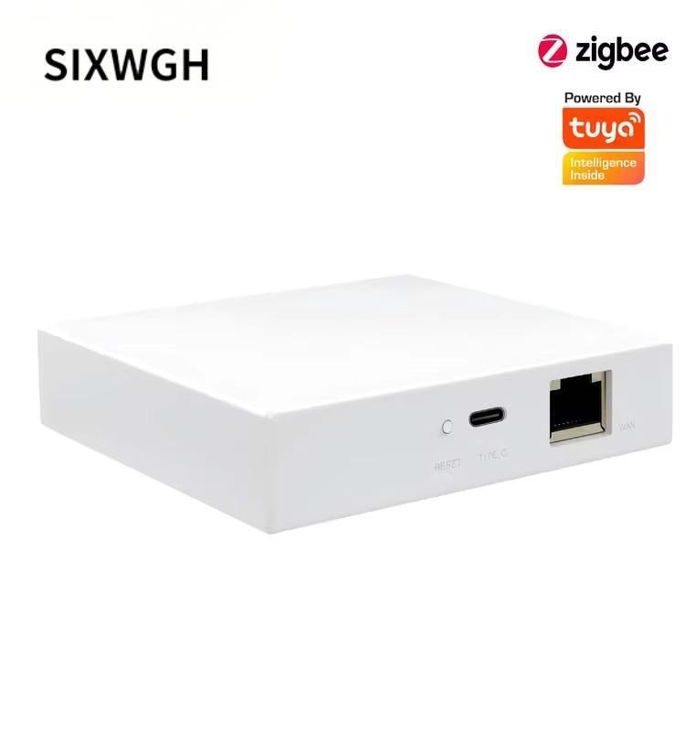 Шлюз умного дома SIXWGH 3-в-1: Zigbee концентратор + WiFi роутер + центр голосового управления, совместимый с Apple Google Home Alexa и Tuya