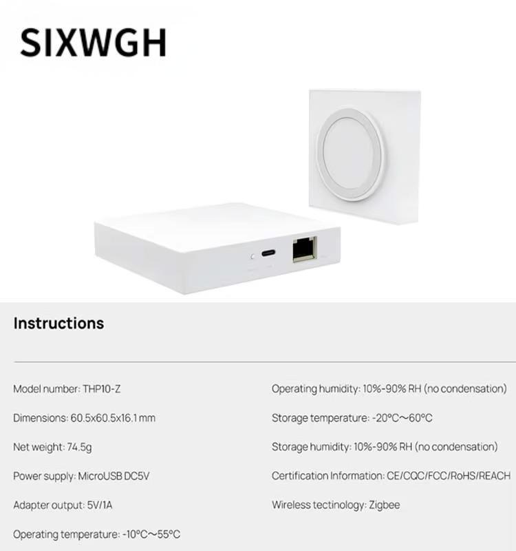 Шлюз умного дома SIXWGH 3-в-1: Zigbee концентратор + WiFi роутер + центр голосового управления, совместимый с Apple Google Home Alexa и Tuya