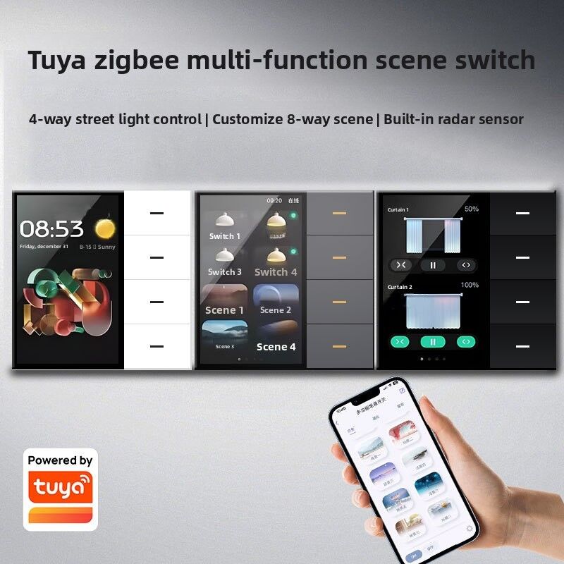SIXWGH Smart Life Smart Touch Wall Switch 4 Gang WiFi Zigbee Panel Радарный датчик Красочный индивидуальный роскошный дом Отель Офис