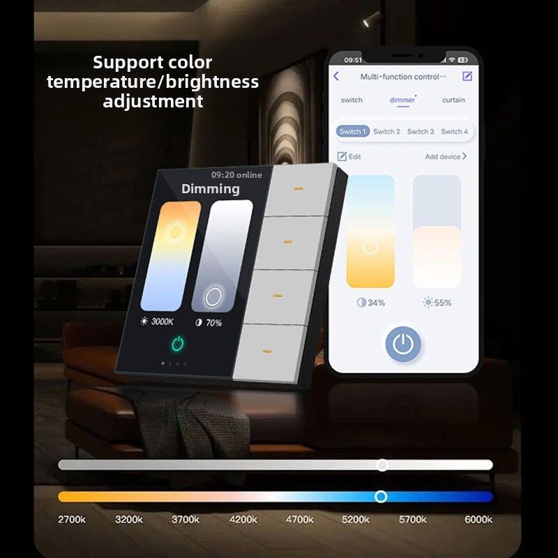 SIXGWH для Zigbee Smart Touch Switch Pro 4-Gang Радарный датчик Цветовой Температурный Температурный Температурный Завес IP66 водонепроницаемый 220V Smart Life