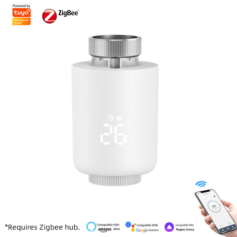 SIXWGH Tuya Zigbee Умный термостатический радиатор клапан TRV APP голосовое управление Автоматическое расписание Дизайн панели Совместимо с Alexa / Google Home