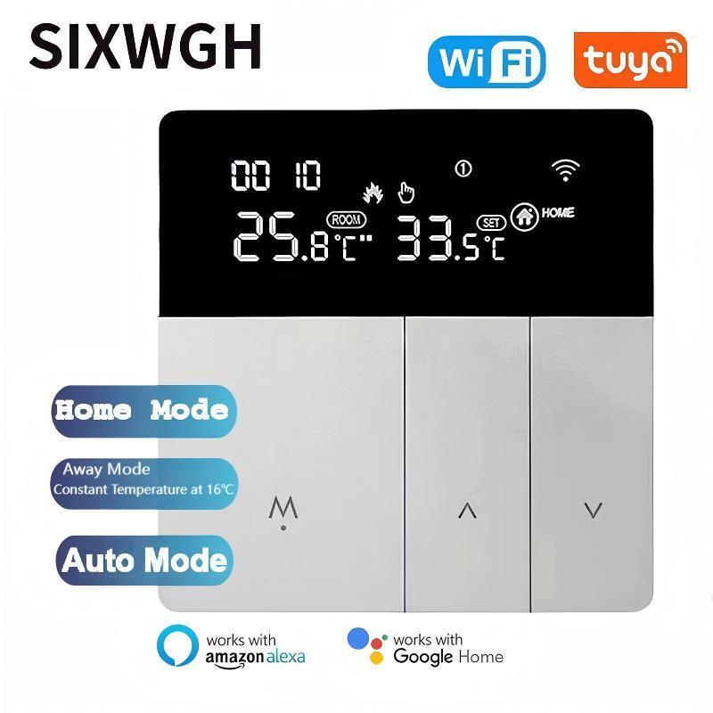 SIXWGH Smart WiFi Thermostat Tuya App Voice Control 16A Load LCD Программируемый регулятор температуры для электрических отелей