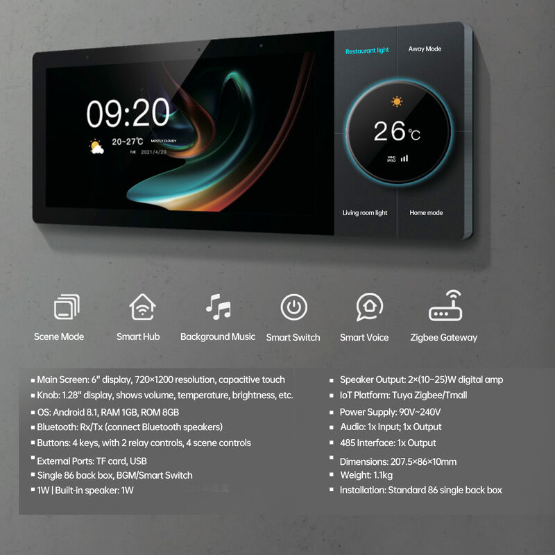 SIXWGH Luxury Upgrade 10-дюймовая панель управления умным домом Tuya WiFi Zigbee Gateway App Голос фоновая музыка Мульти-сценарийная панель