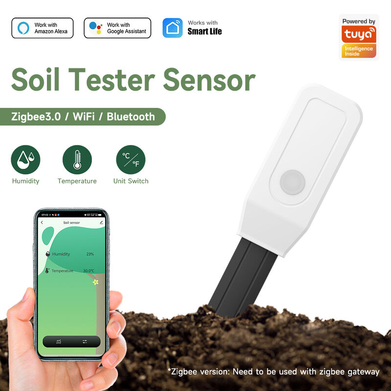 Smart Soil Tester Sensor, Zigbee/WiFi/Bluetooth Soil Moisture & Temperature Monitor with APP Remote Control, Real-Time Data Collection, Low Battery Alert, for Garden Greenhouse Indoor Plants