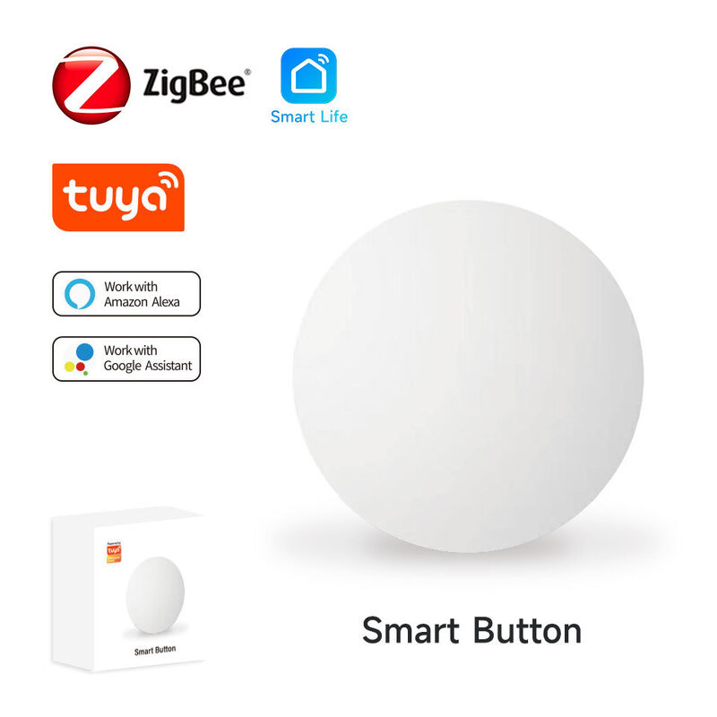 Tuya ZigBee Smart Button, Wireless Scene Switch, Smart Life App Remote Control, Single/Double/Long Press Trigger, Works with Alexa & Google Assistant, Requires ZigBee Hub, Mini Portable