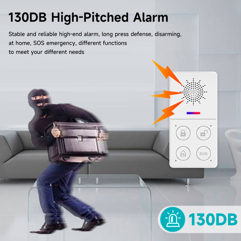 Tuya WiFi Burglar Alarm System Host – 130dB High-Pitched Siren, APP Remote Control, Auto Arm/Disarm, SOS Emergency, DIY Smart Security Kit with PIR Motion, Door Sensor, Remote & Doorbell