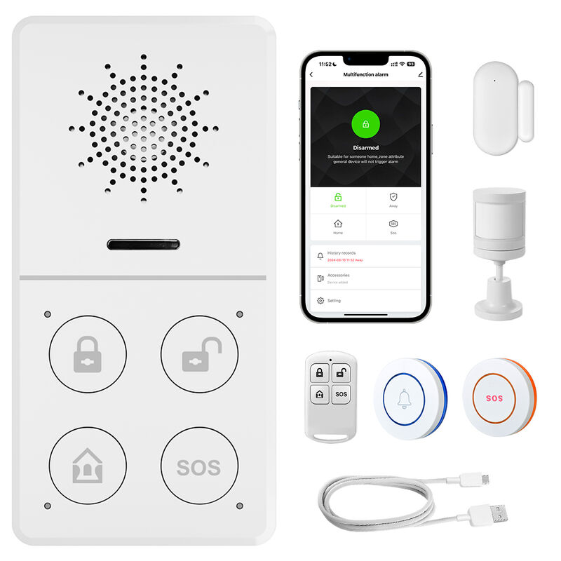 Tuya WiFi Burglar Alarm System Host – 130dB High-Pitched Siren, APP Remote Control, Auto Arm/Disarm, SOS Emergency, DIY Smart Security Kit with PIR Motion, Door Sensor, Remote & Doorbell