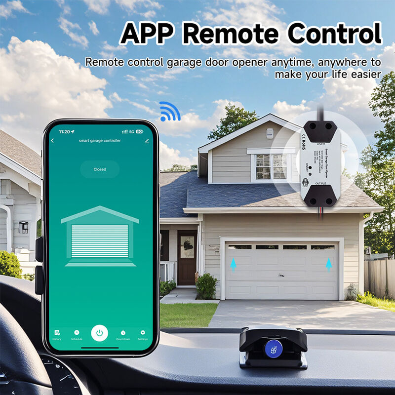 Smart Garage Door Controller – Tuya WiFi/ZigBee Garage Door Opener Module, APP Remote Control, Voice Command with Alexa & Google Home, Timing & Historical Record, Easy Installation with Door Sensor