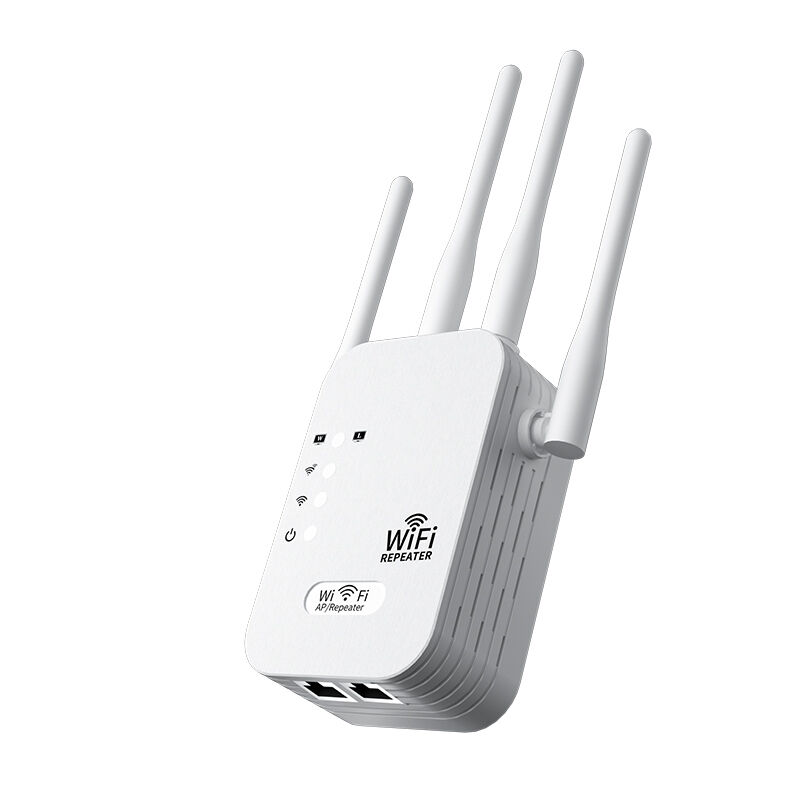 300Mbps WiFi Range Extender, 4-Antenna Wireless Repeater, 2.4G Signal Booster with Dual Ethernet Ports, AP/Relay Mode, Wall-Through Coverage for Home & Office